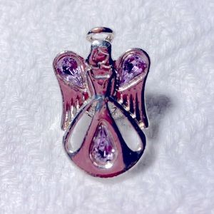 Angel pin silver and violet #010
